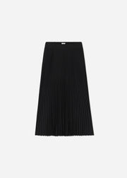 Pleated Elastic Waist Skirt in Stretch Crepe - Black - CO Collections